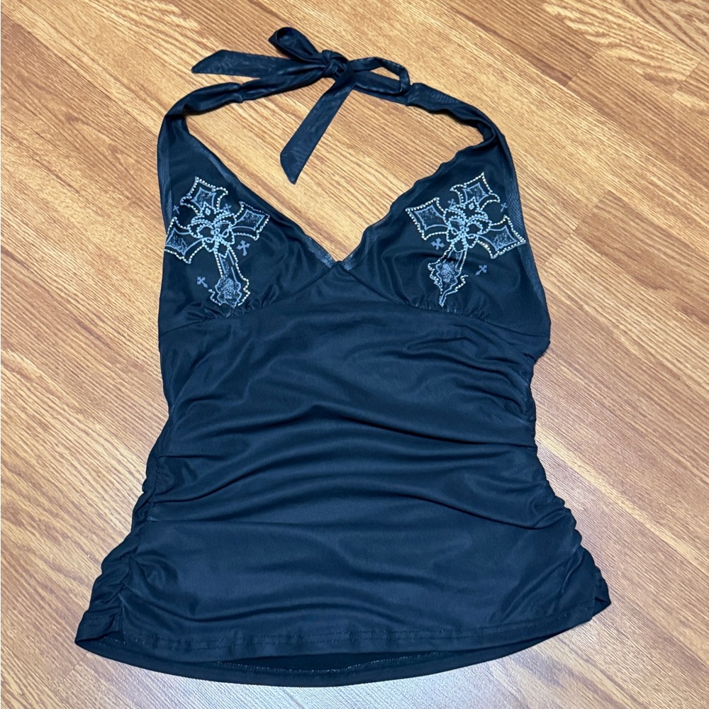 Black Halter Top Size 1xl NEW